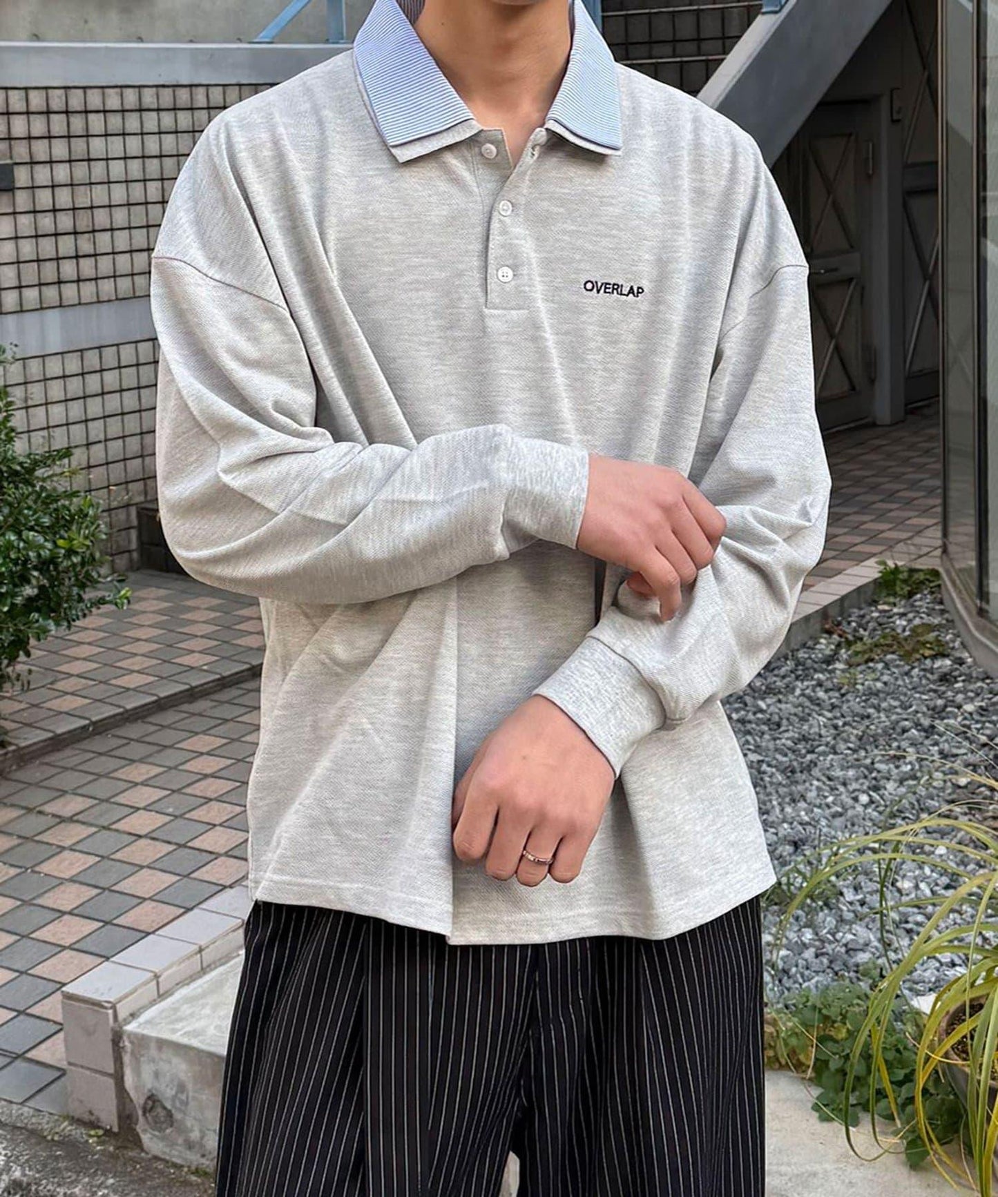 拼接領鹿子紋POLO衫