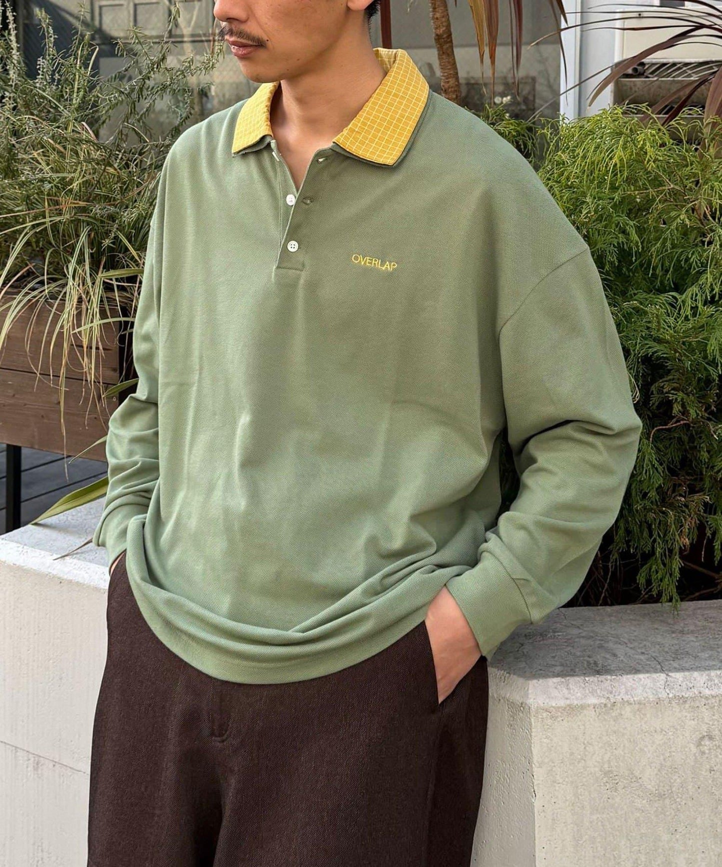 拼接領鹿子紋POLO衫