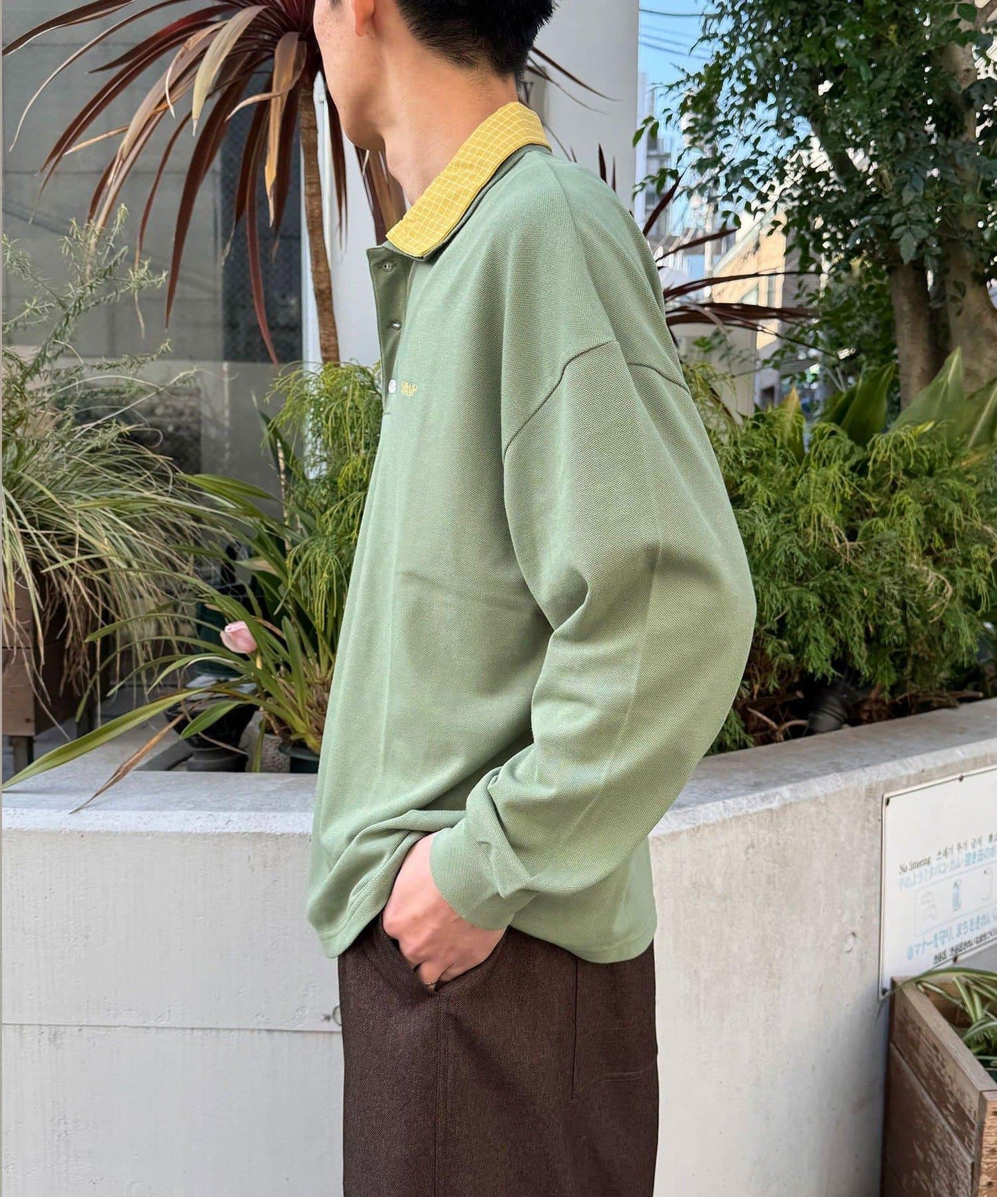 拼接領鹿子紋POLO衫