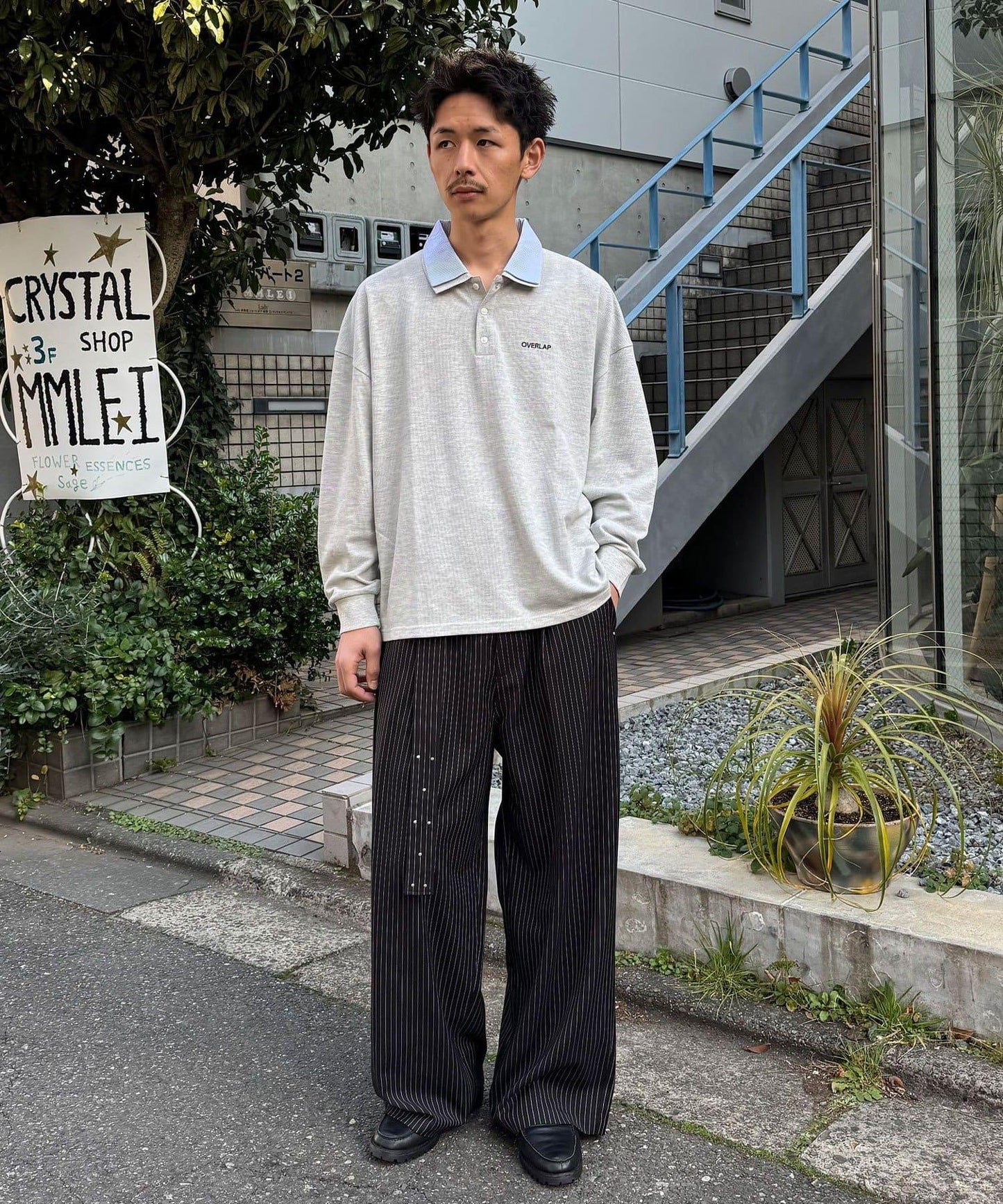 拼接領鹿子紋POLO衫