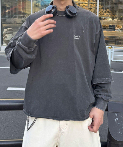 做舊層次感 長袖T恤