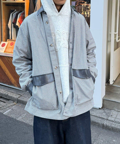 皮革拼接領設計襯衫夾克