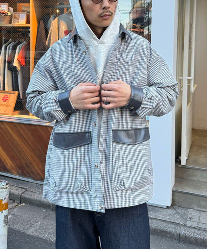 皮革拼接領設計襯衫夾克