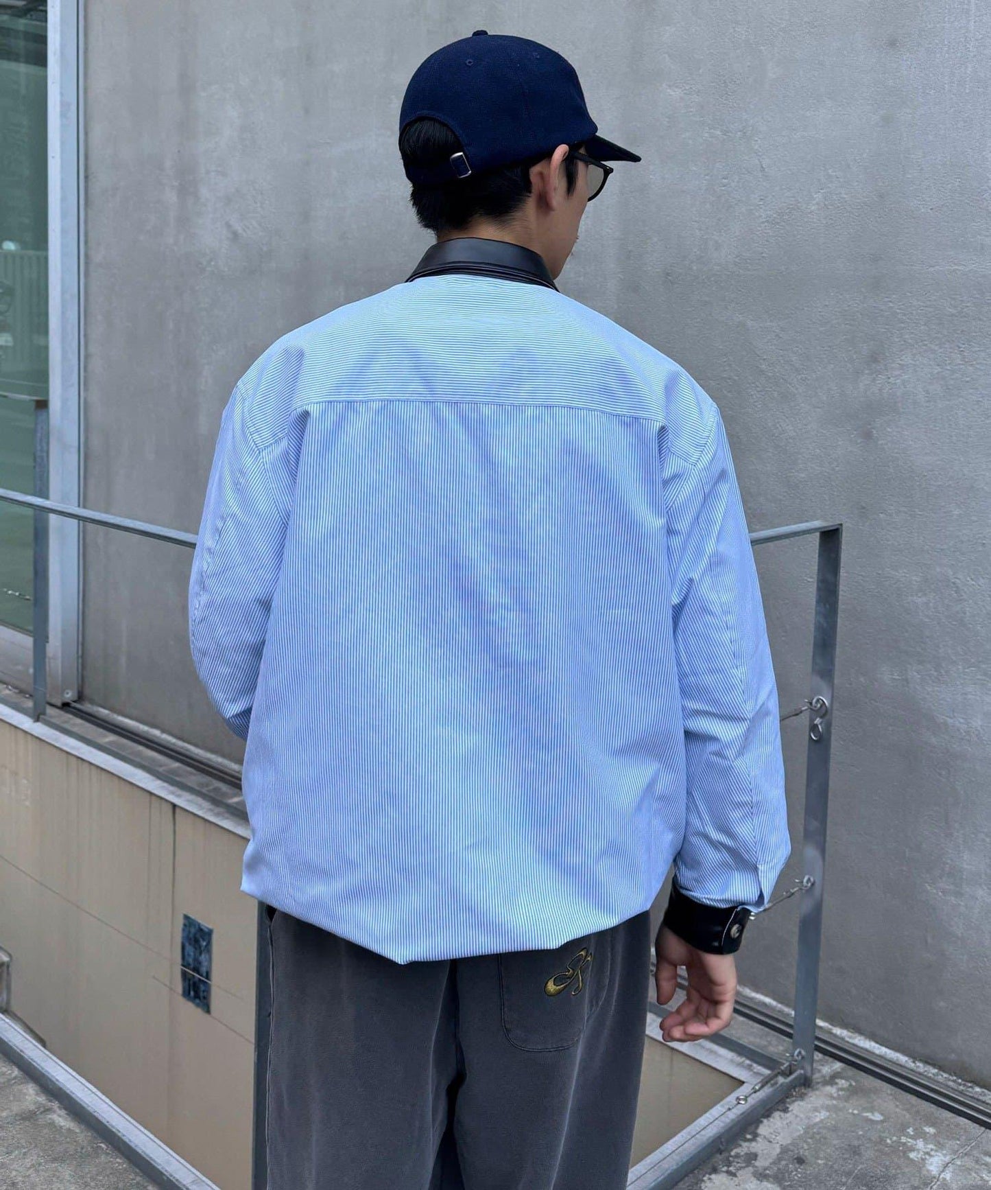 皮革拼接領設計襯衫夾克