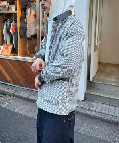 皮革拼接領設計襯衫夾克