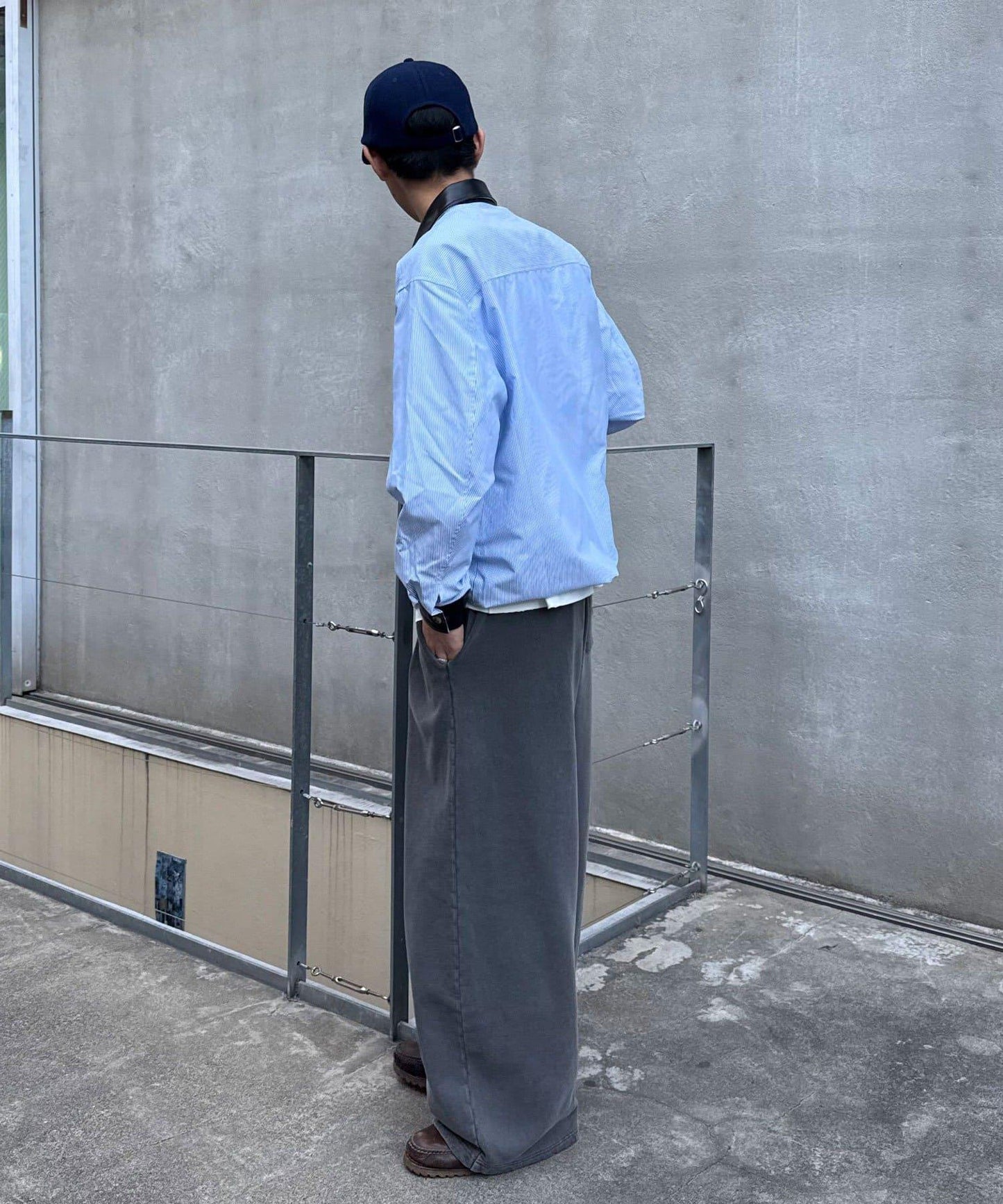 皮革拼接領設計襯衫夾克