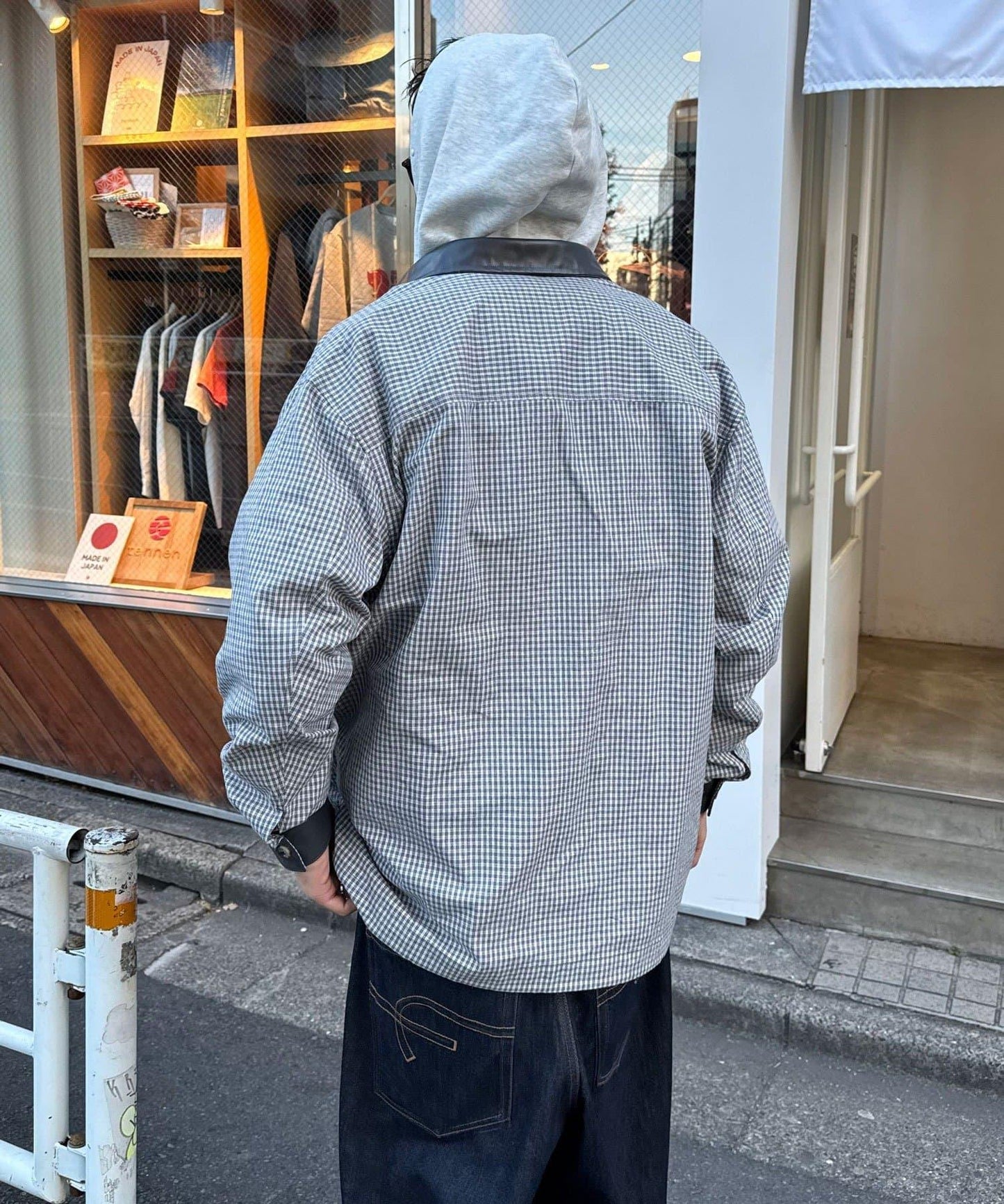 皮革拼接領設計襯衫夾克