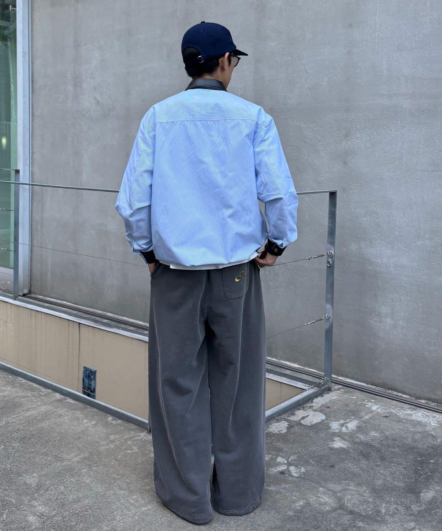 皮革拼接領設計襯衫夾克