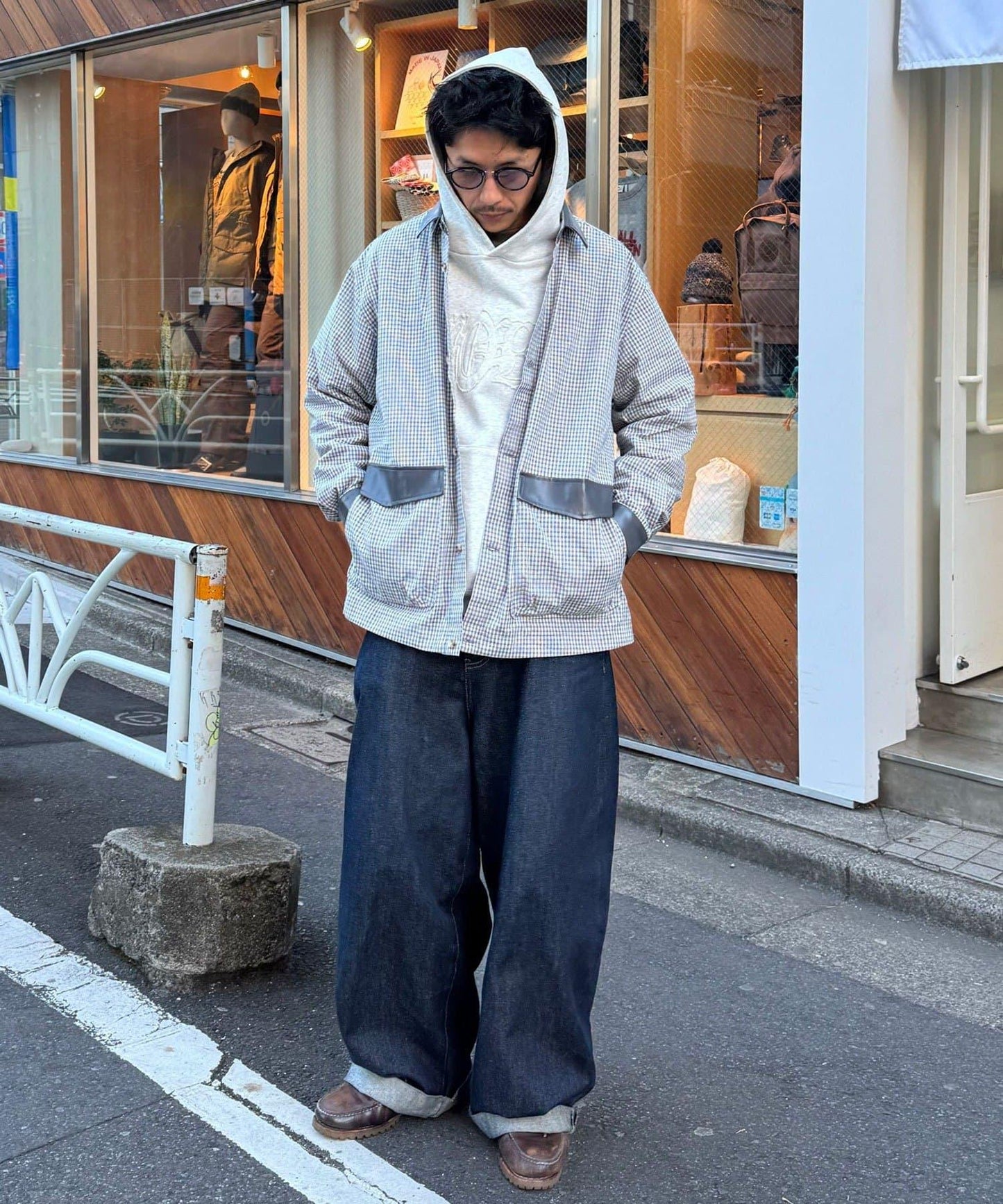 皮革拼接領設計襯衫夾克