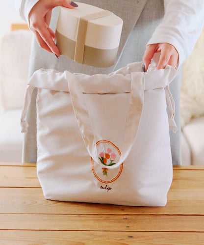 鬱金香刺繡 保冷 束口包袋