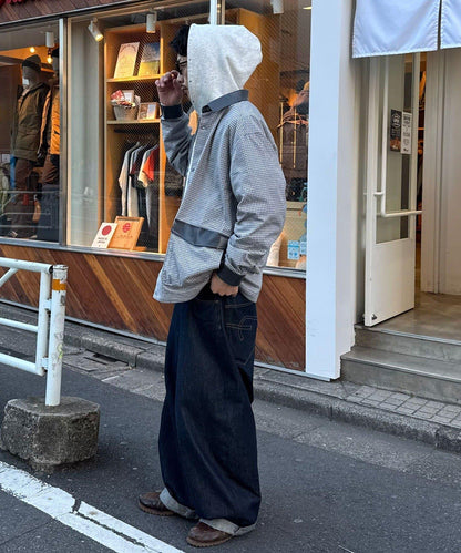 皮革拼接領設計襯衫夾克