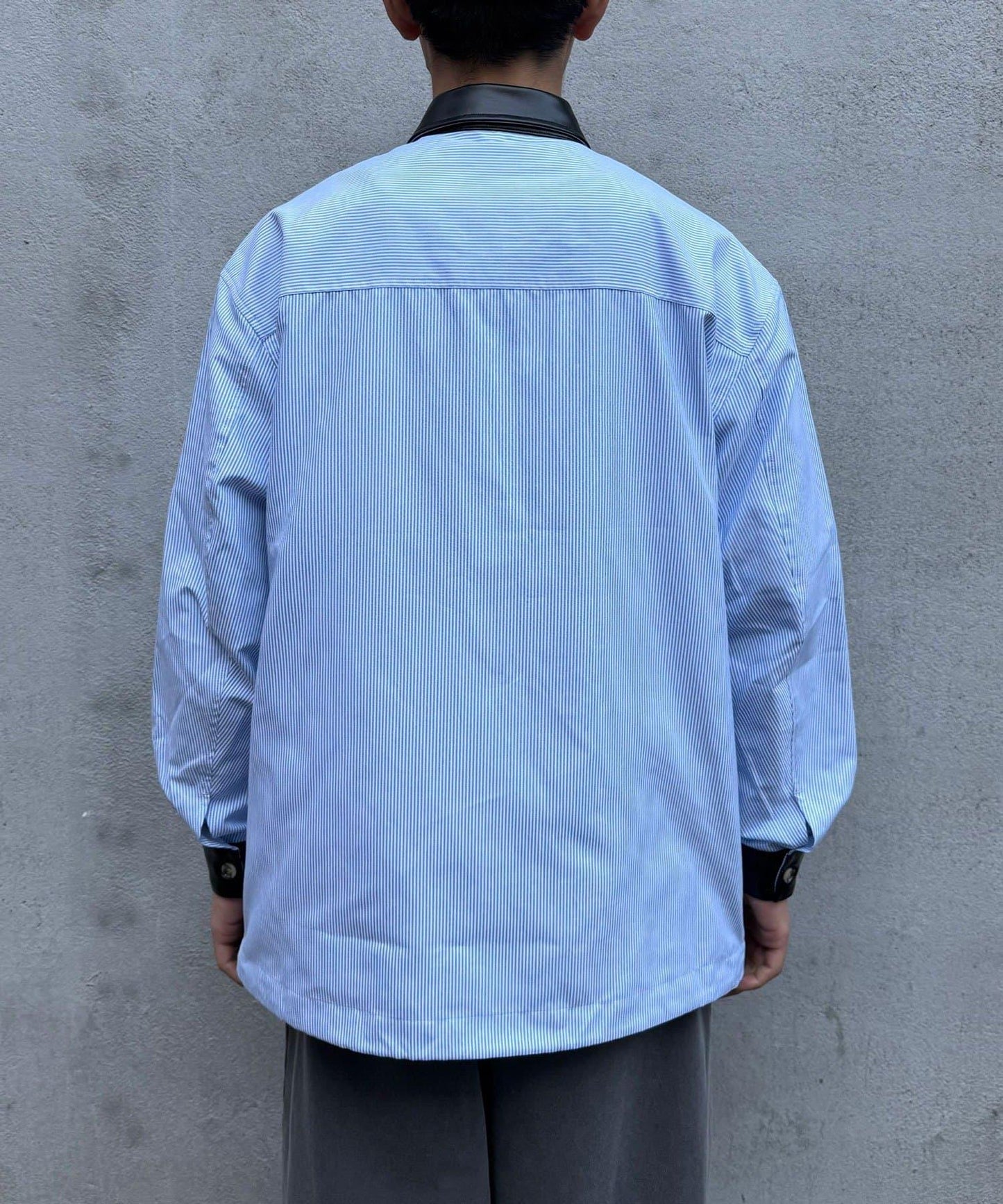 皮革拼接領設計襯衫夾克