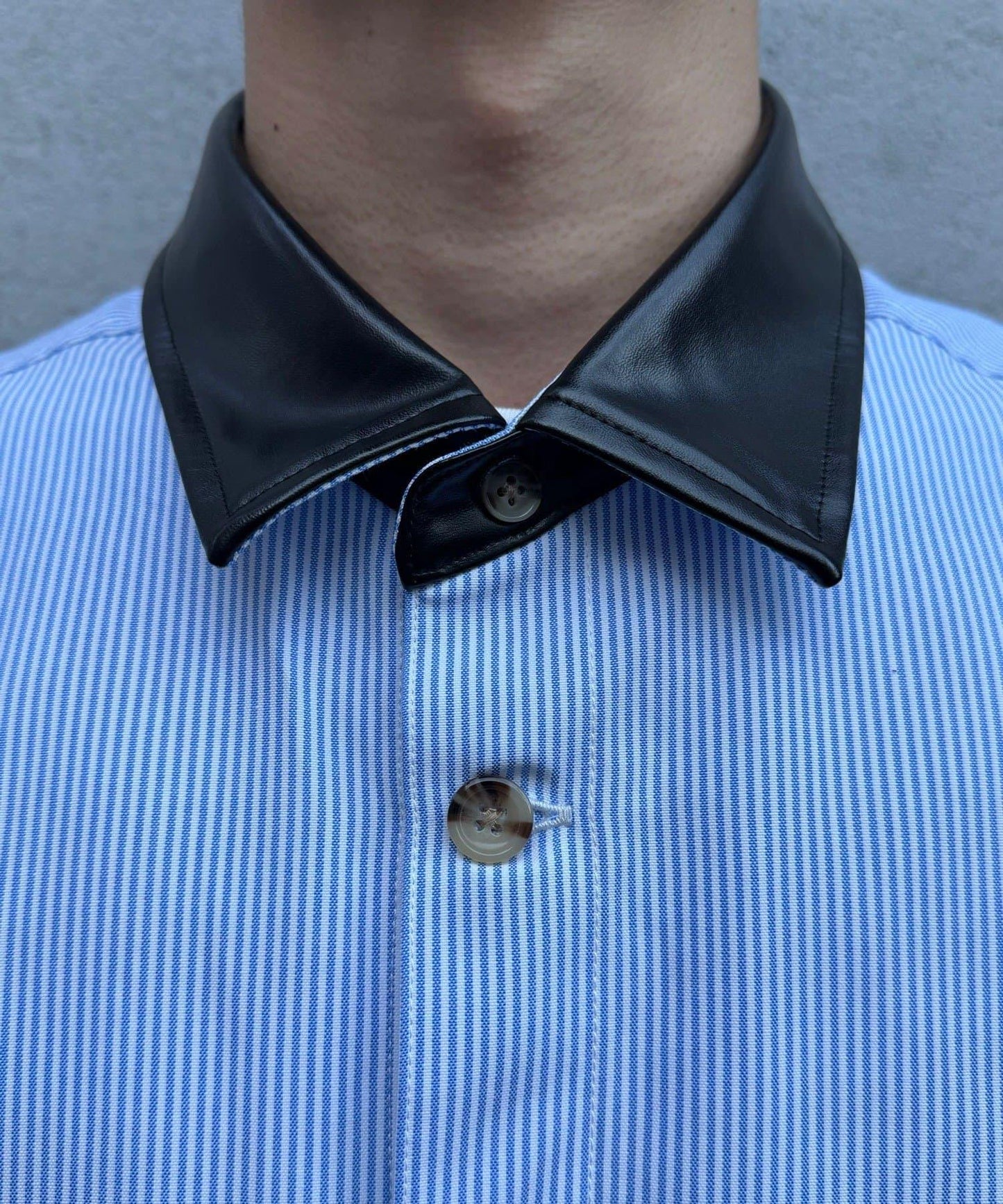 皮革拼接領設計襯衫夾克