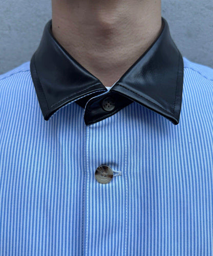 皮革拼接領設計襯衫夾克