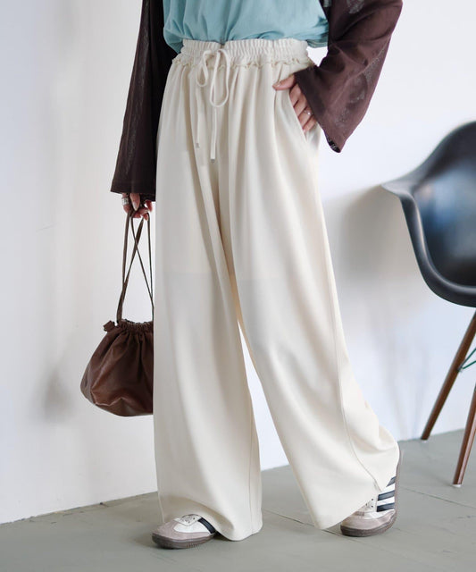 喬其紗鬆緊休閒褲