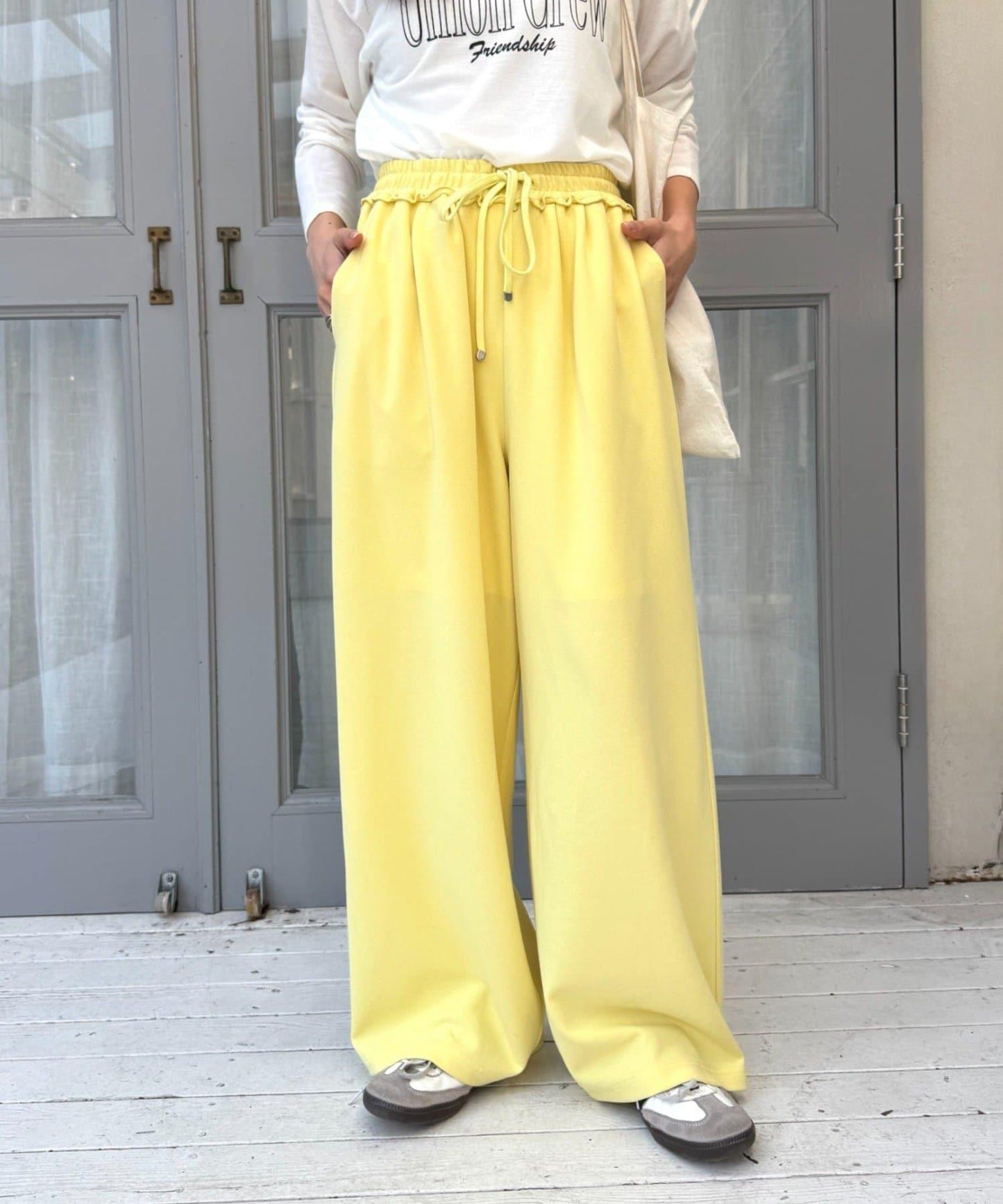 喬其紗鬆緊休閒褲