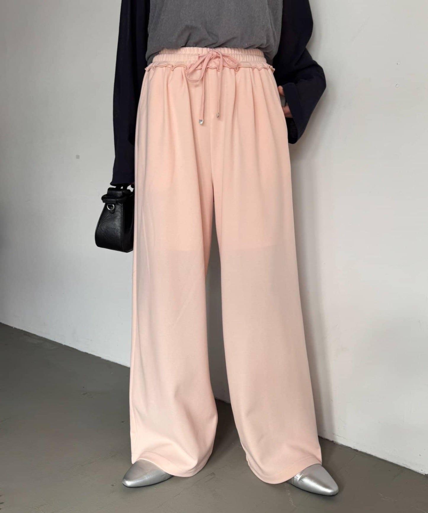 喬其紗鬆緊休閒褲