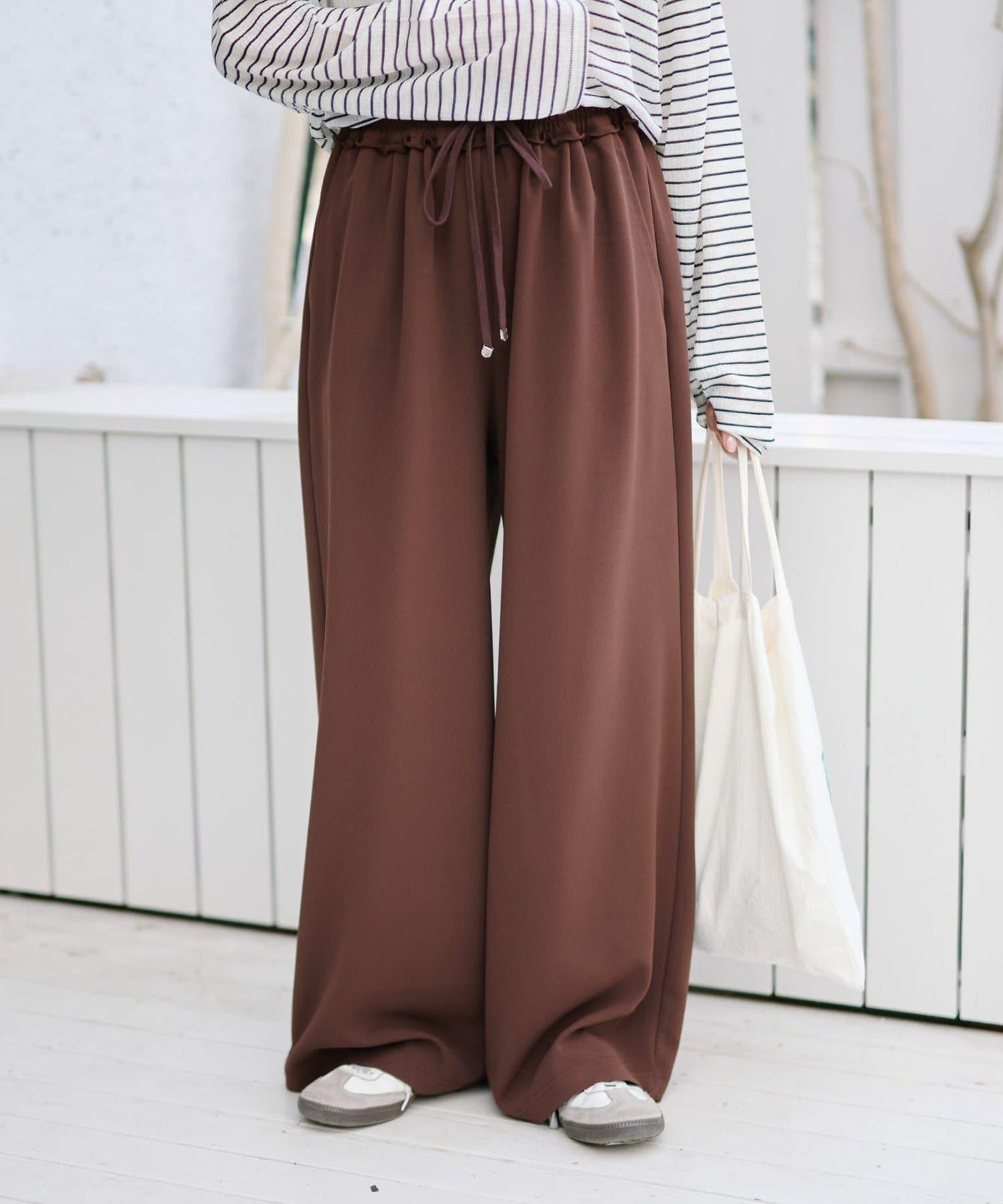 喬其紗鬆緊休閒褲