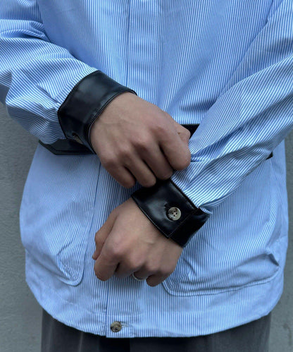 皮革拼接領設計襯衫夾克