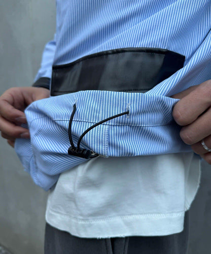 皮革拼接領設計襯衫夾克