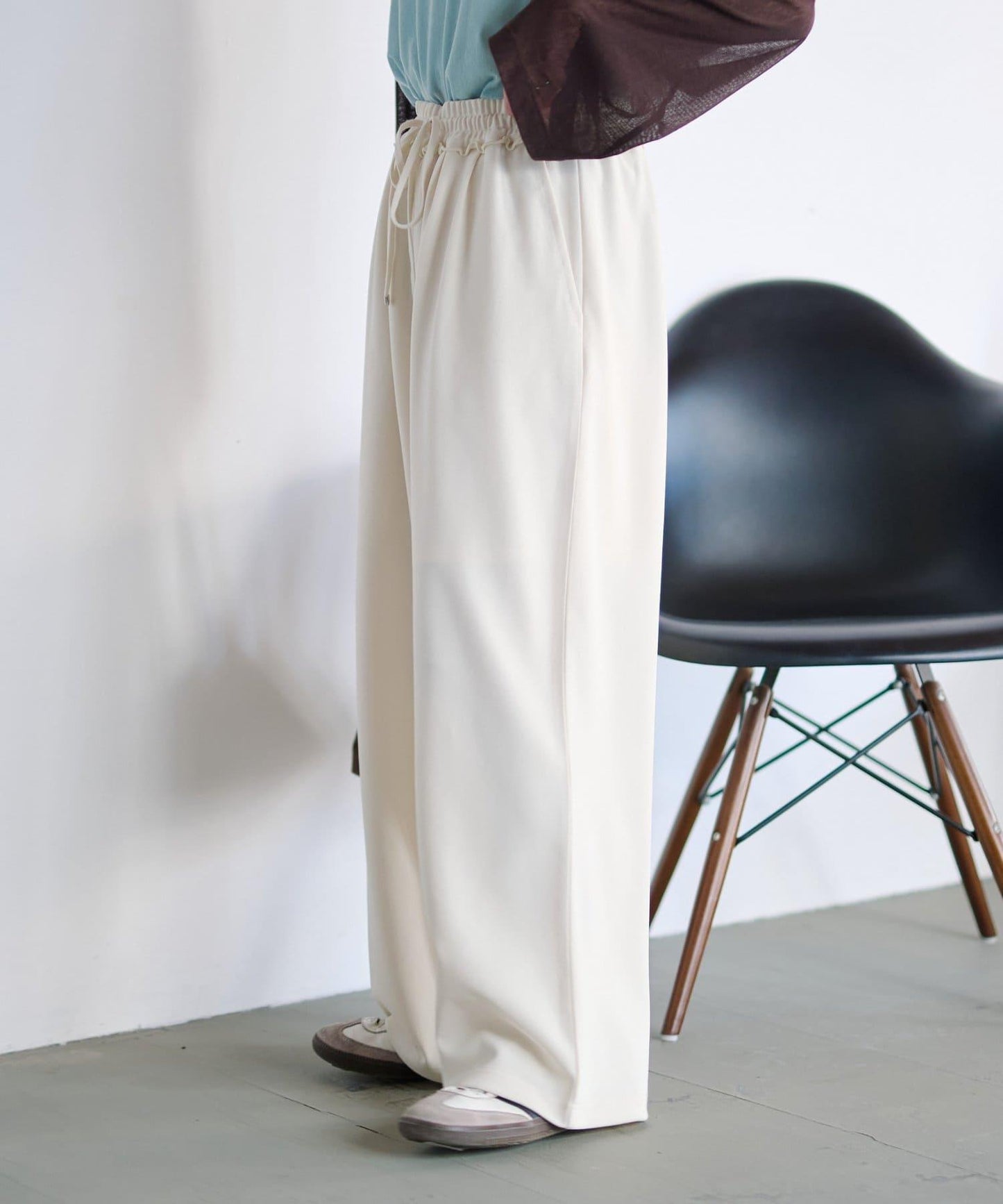 喬其紗鬆緊休閒褲