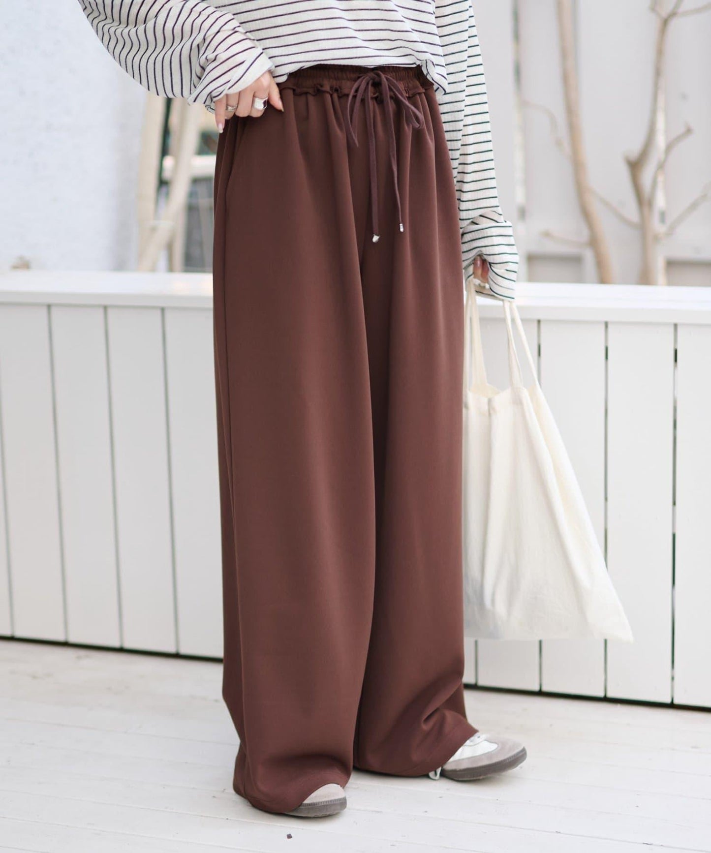 喬其紗鬆緊休閒褲