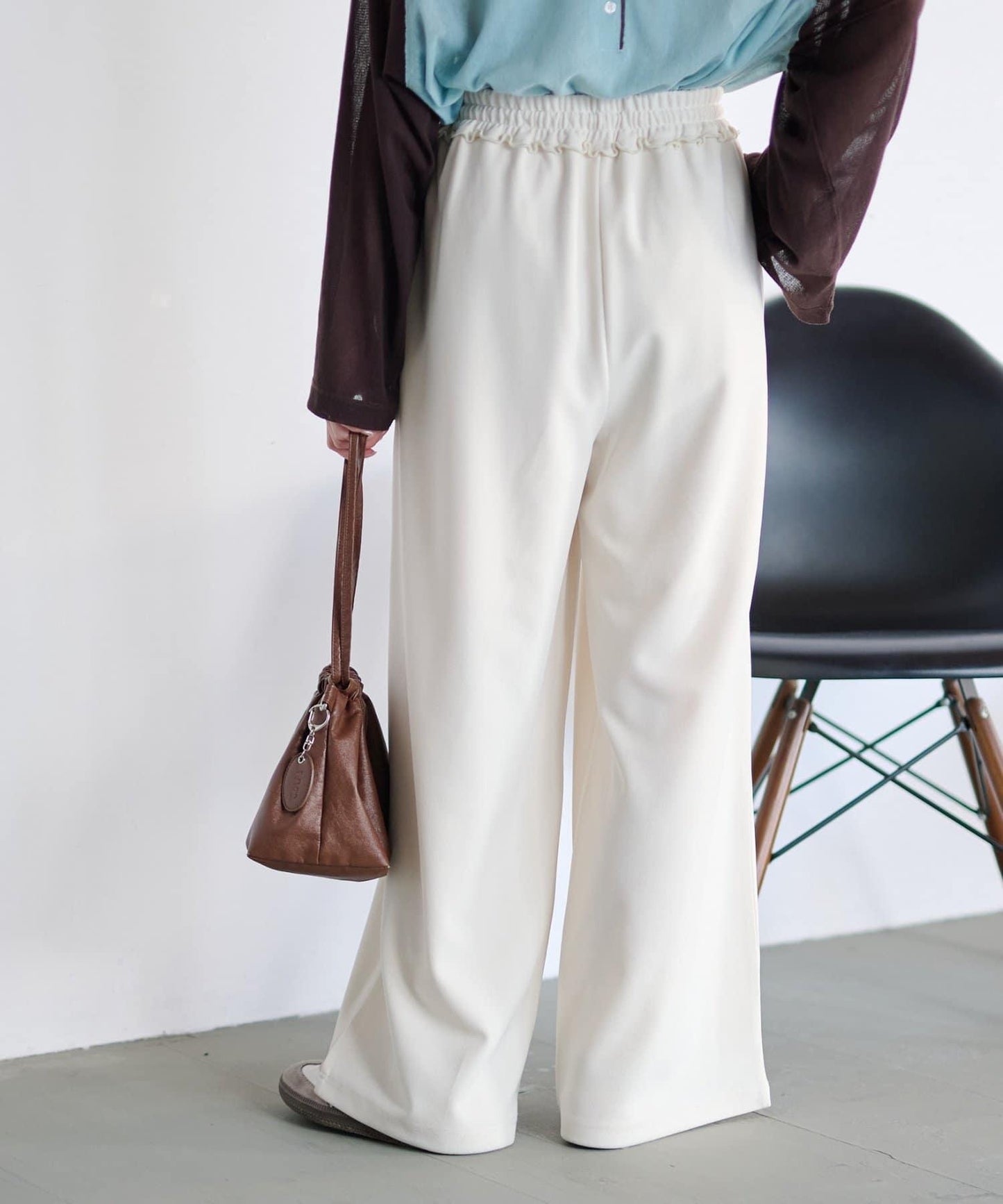 喬其紗鬆緊休閒褲