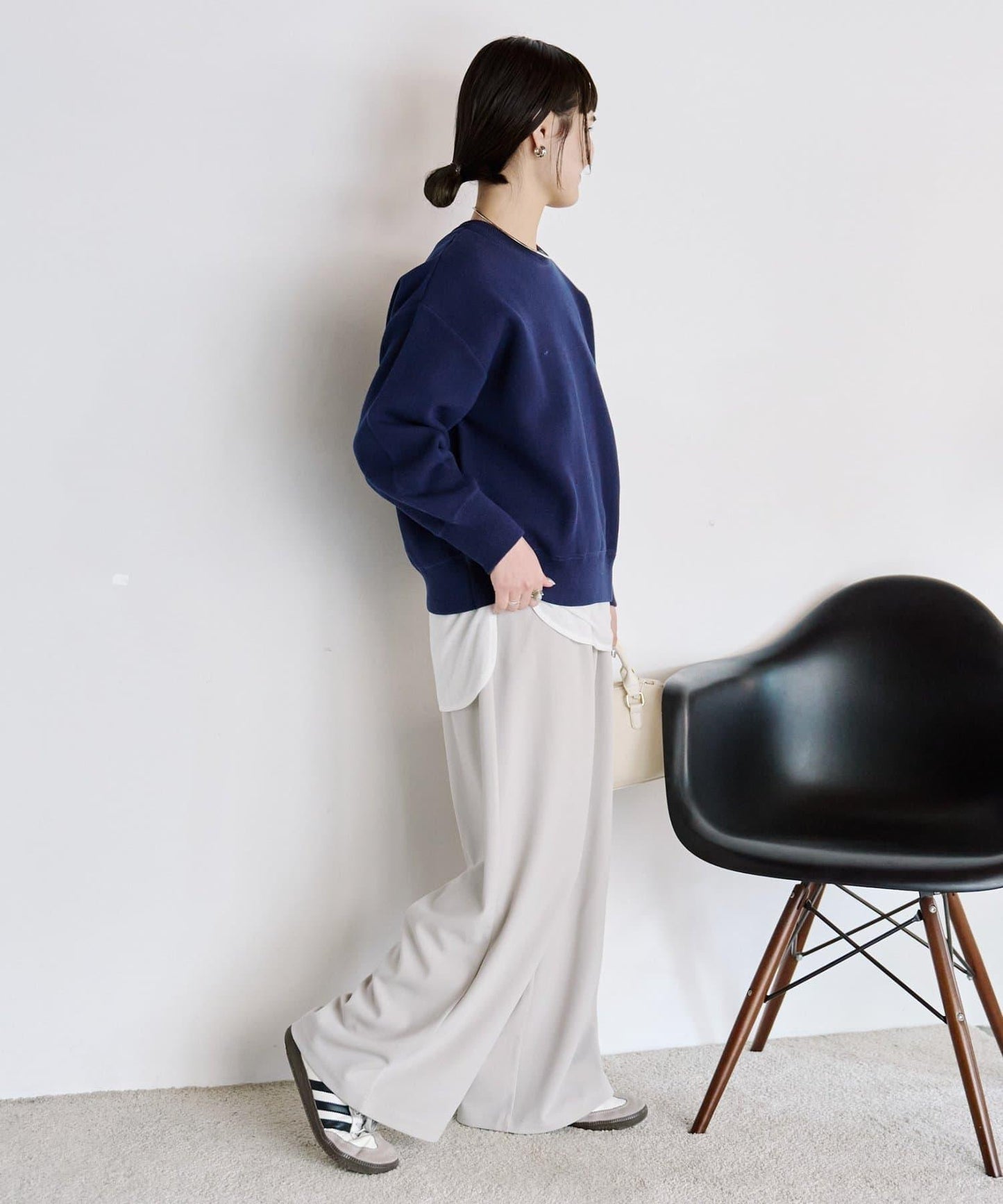 喬其紗鬆緊休閒褲