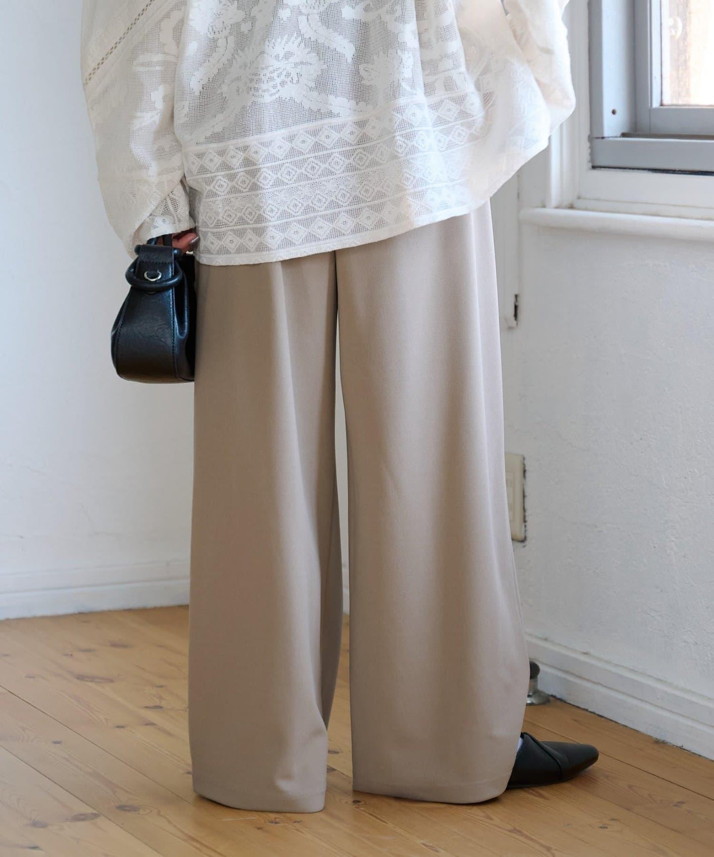 喬其紗鬆緊休閒褲