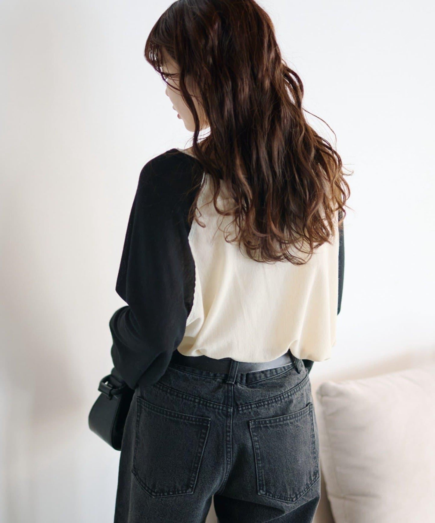 2WAY透膚插肩亨利領T恤