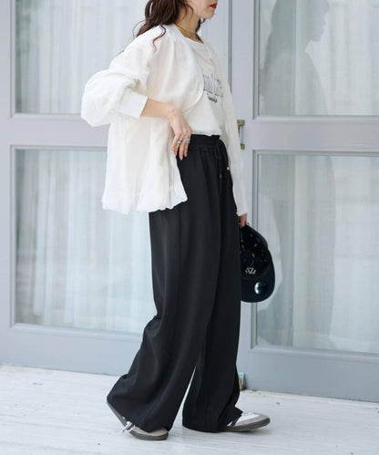 喬其紗鬆緊休閒褲