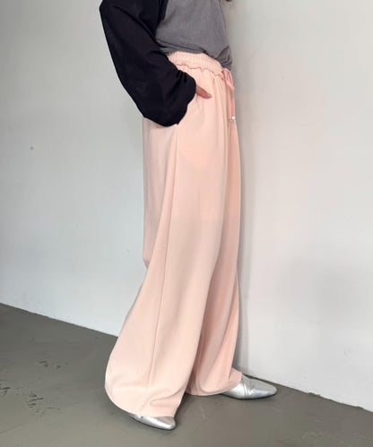 喬其紗鬆緊休閒褲