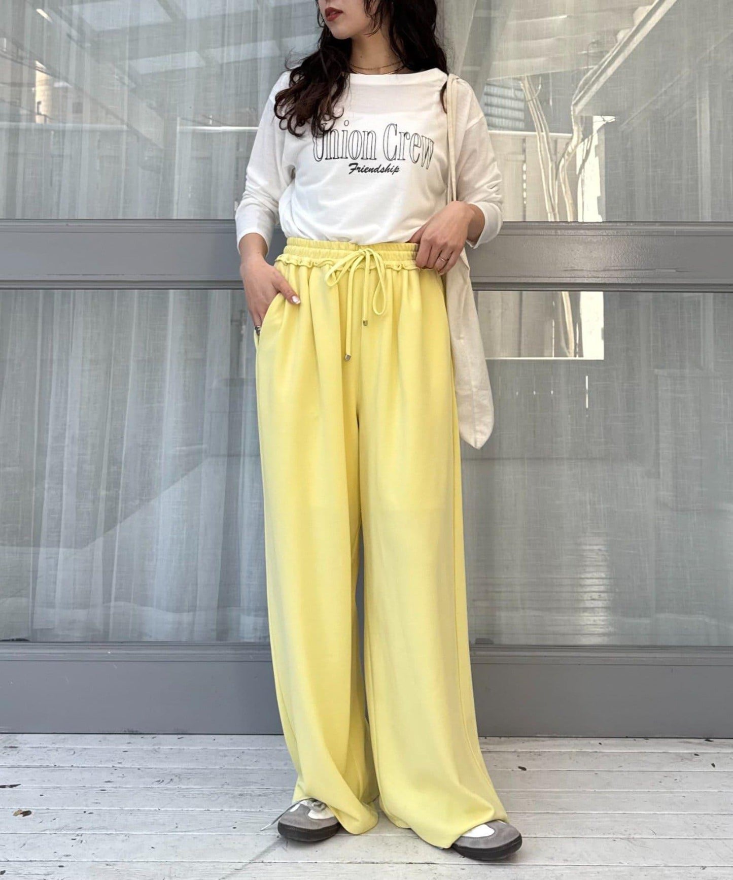 喬其紗鬆緊休閒褲