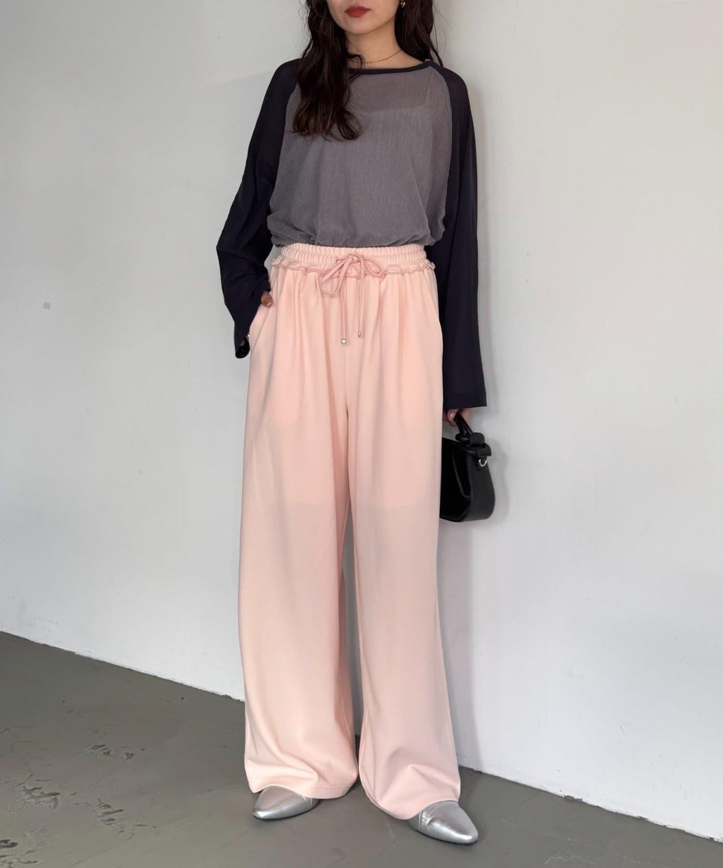 喬其紗鬆緊休閒褲