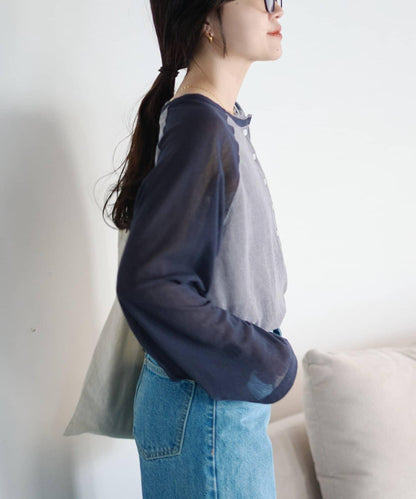 2WAY透膚插肩亨利領T恤