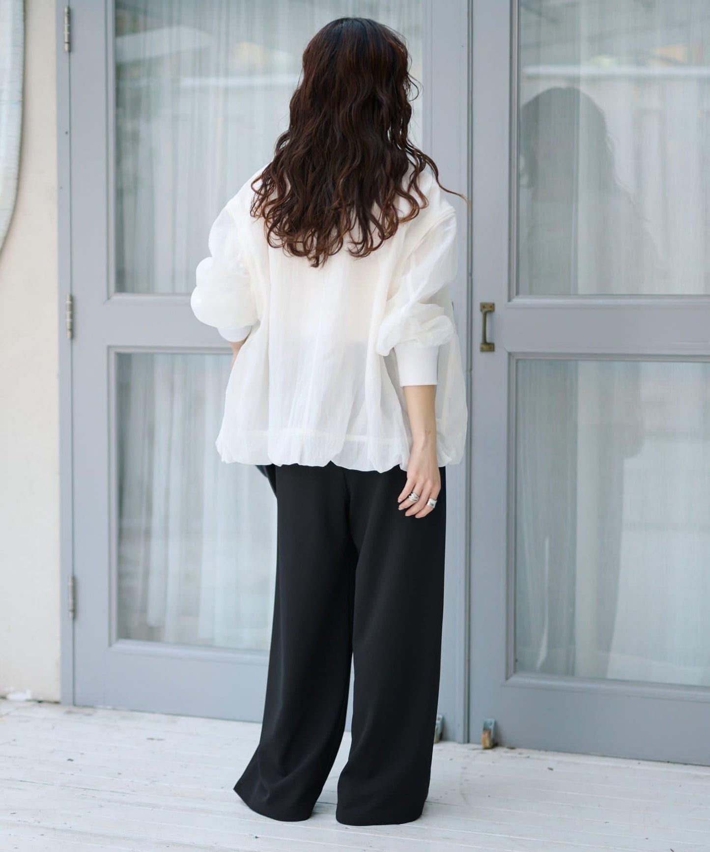 喬其紗鬆緊休閒褲