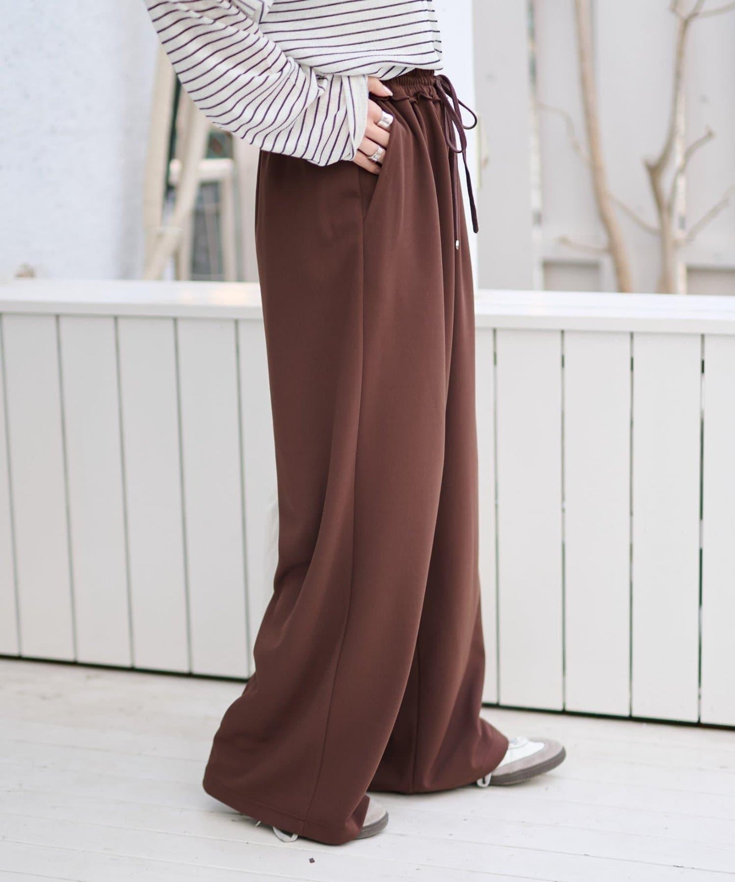 喬其紗鬆緊休閒褲