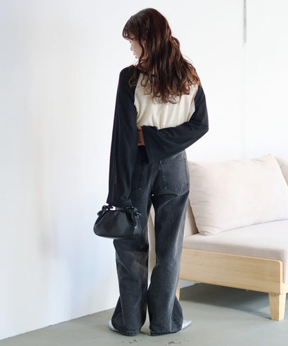 2WAY透膚插肩亨利領T恤