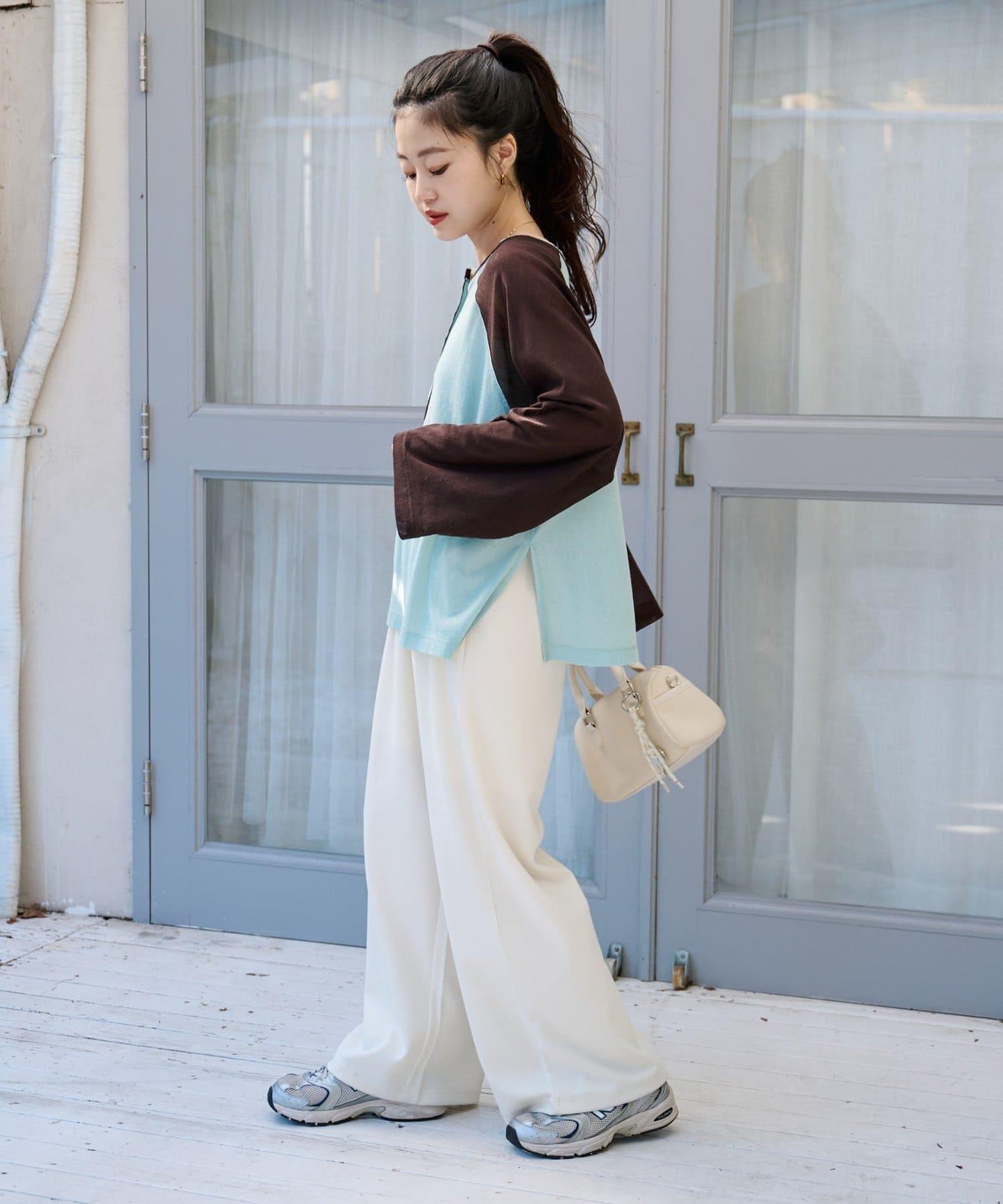 2WAY透膚插肩亨利領T恤