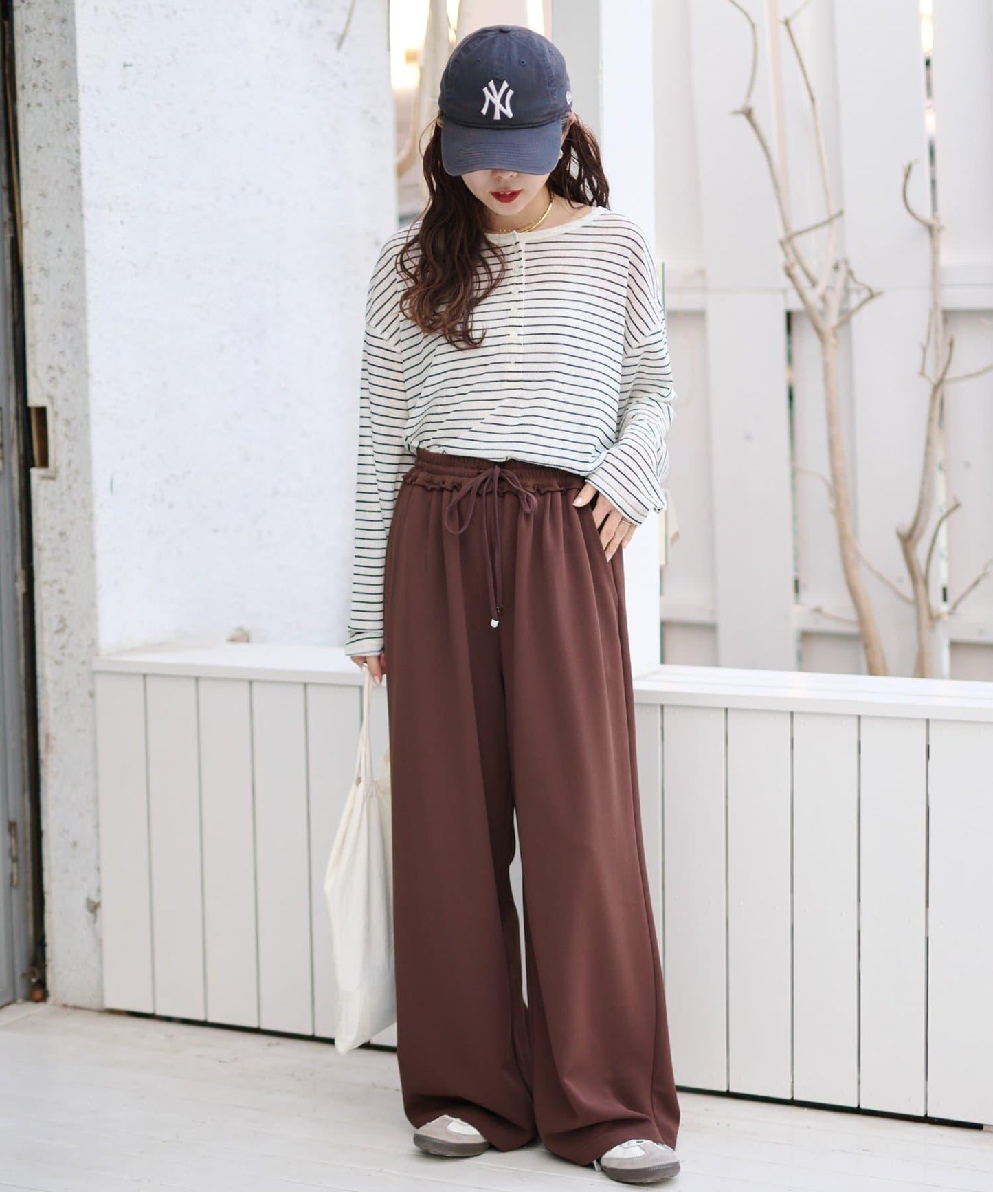 喬其紗鬆緊休閒褲