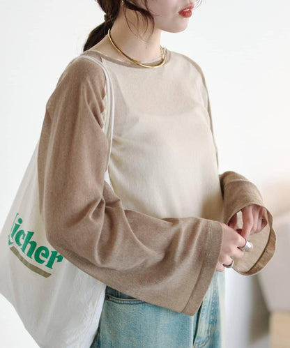 2WAY透膚插肩亨利領T恤