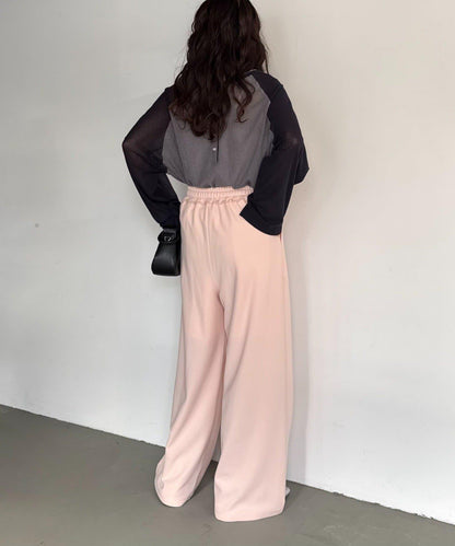 喬其紗鬆緊休閒褲