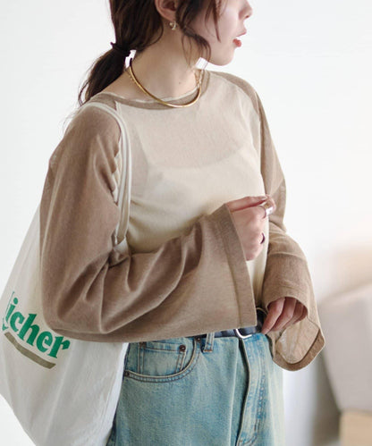 2WAY透膚插肩亨利領T恤