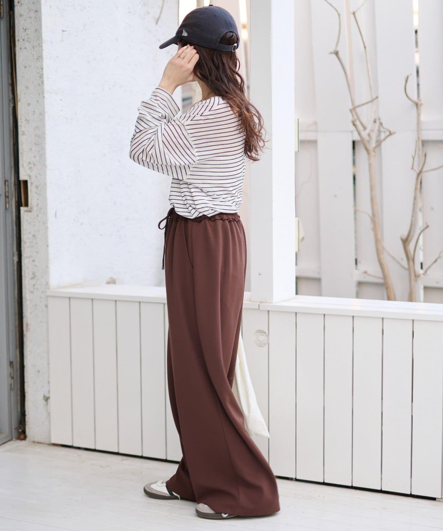 喬其紗鬆緊休閒褲