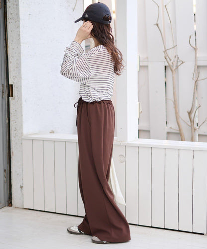 喬其紗鬆緊休閒褲
