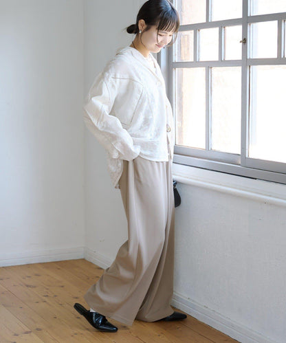 喬其紗鬆緊休閒褲