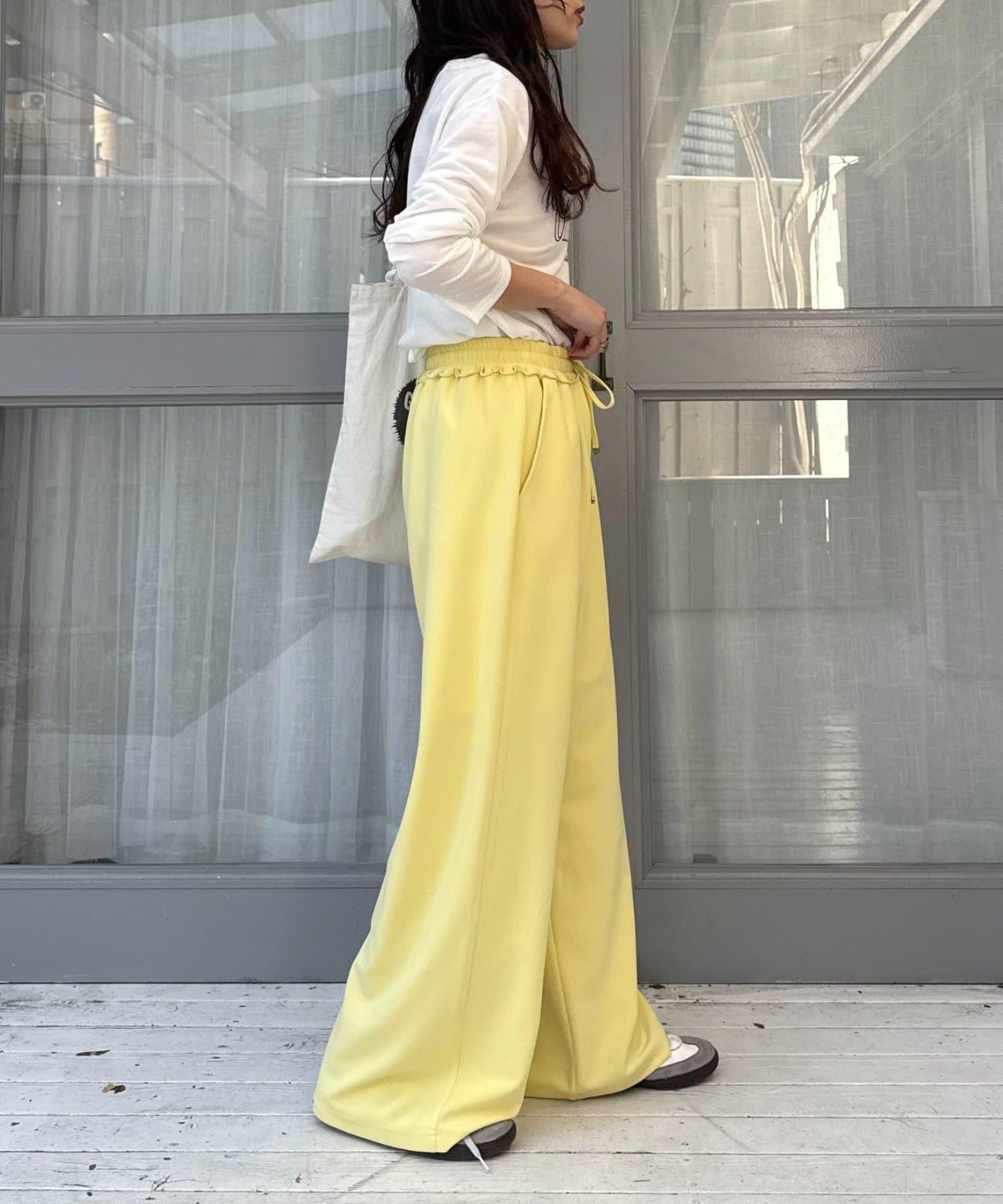 喬其紗鬆緊休閒褲