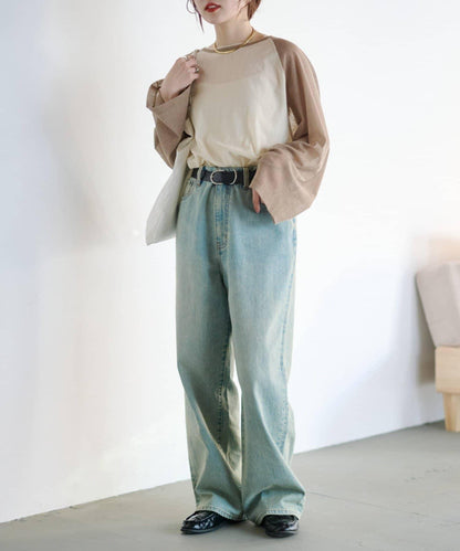 2WAY透膚插肩亨利領T恤