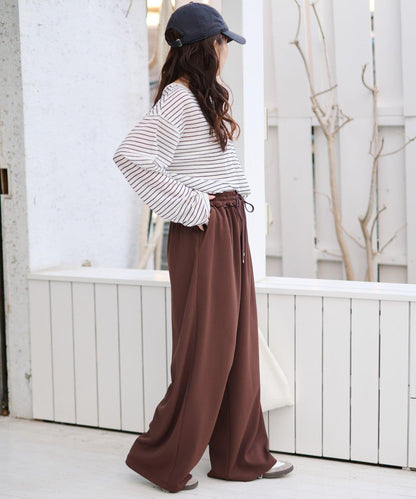 喬其紗鬆緊休閒褲