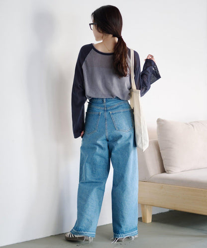 2WAY透膚插肩亨利領T恤